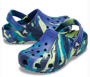 CROCS CLASSIC CLOG TODDLER MARBLED NAVY TURBO TEAL [Sz:C10]