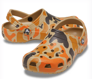 CROCS CLASSIC CLOG ADULT DUCK CAMO TAN SHOCKING ORANGE [Sz:M9W11]