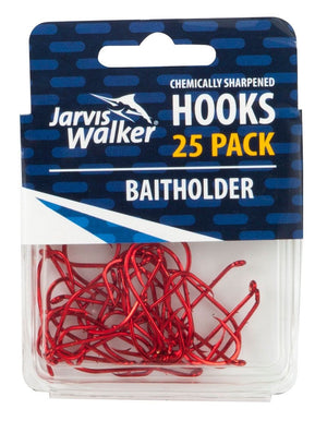 JARVIS WALKER BAITHOLDER HOOKS RED 25 PACK [Sz:2]