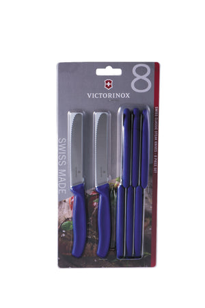 VICTORINOX 8PCE STEAK KNIFE SET BLUE 