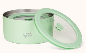 FRANK GREEN STAINLESS STEEL BOWLS WITH GLASS LID 2 PACK [Cl:MINT GELATO]