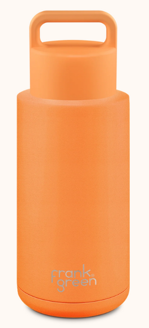 FRANK GREEN 34OZ STAINLESS STEEL CERAMIC REUSABLE BOTTLE WITH GRIP LID [Cl:NEON ORANGE]